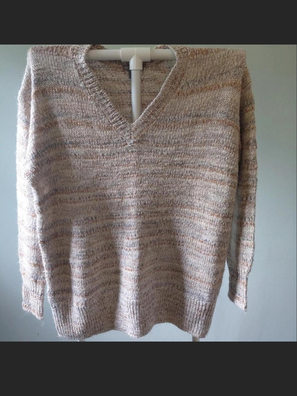 Falls Creek Beige Oatmeal V-Neck Sweater